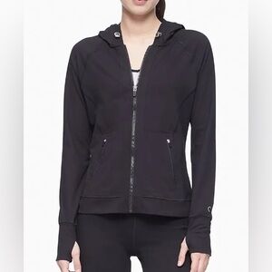 Calvin Klein - Performance Black Full Zip Hooded Jacket Thumbholes Large EUC